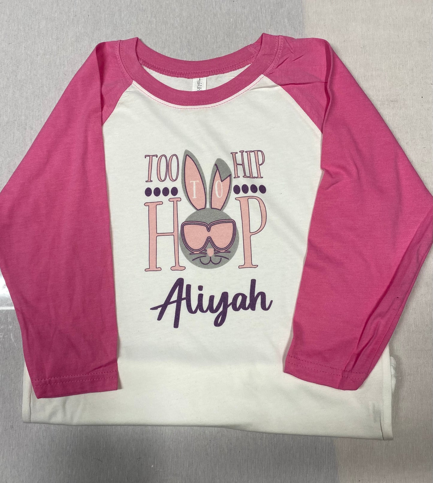Personalized "Too Hip to Hop" Raglan T-Shirt πΆπ°π¨