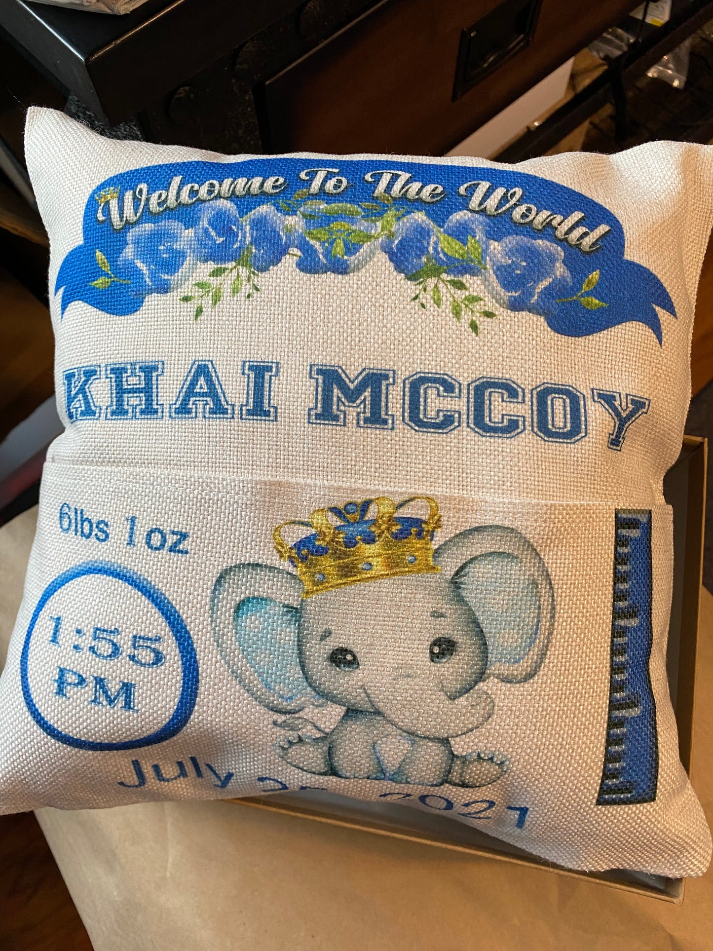 Personalized Baby Announcement Pocket Pillow