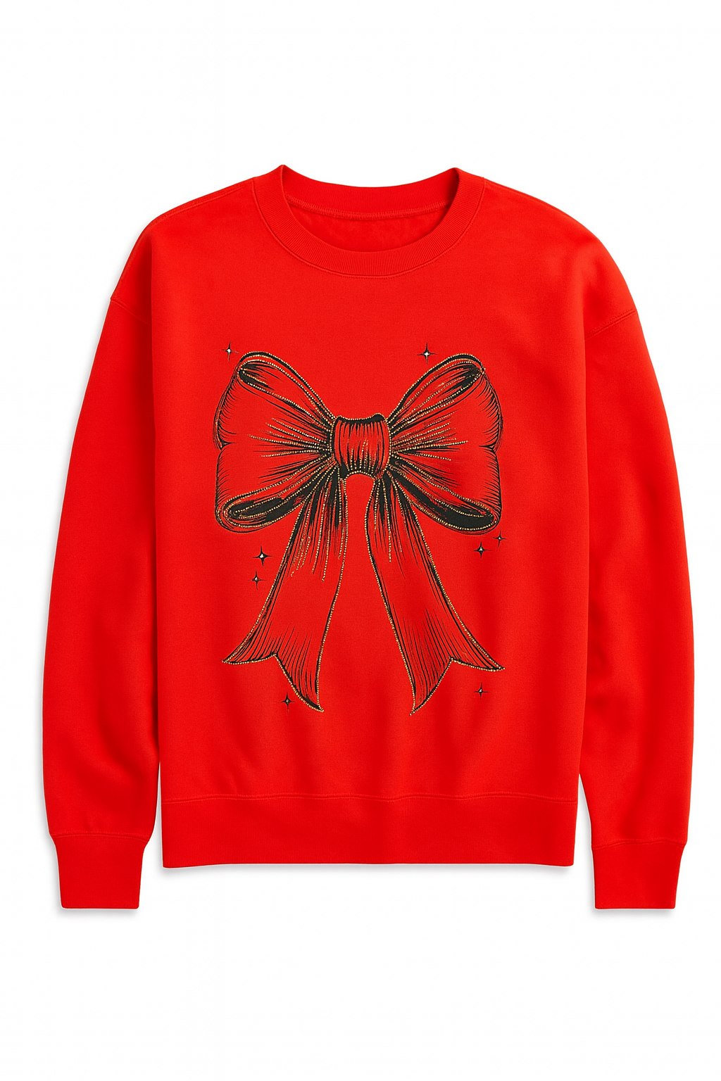 Holiday Glam Bow Sweatshirt – Red