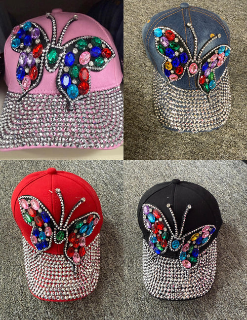 Distressed Butterfly Bling Hat