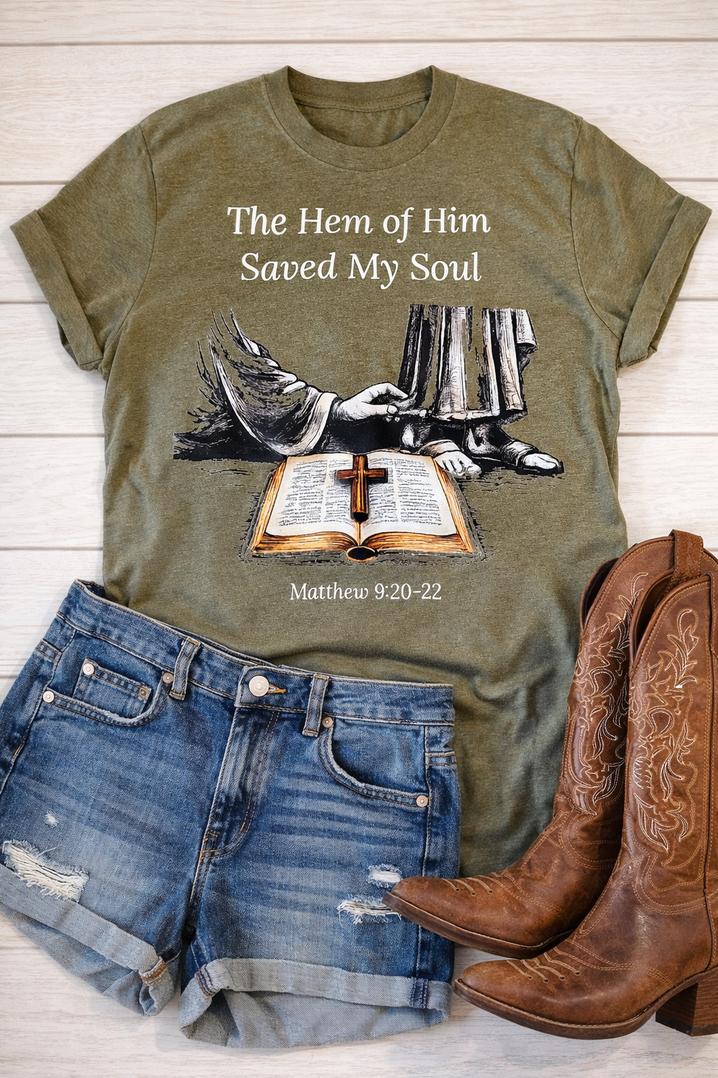 The Hem of Him Saved My Soul Christian T-Shirt | Matthew 9:20-22