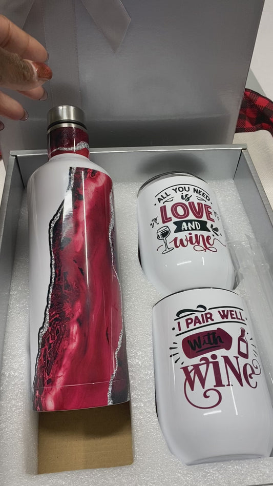 3 Piece Wine Tumbler Gift Set