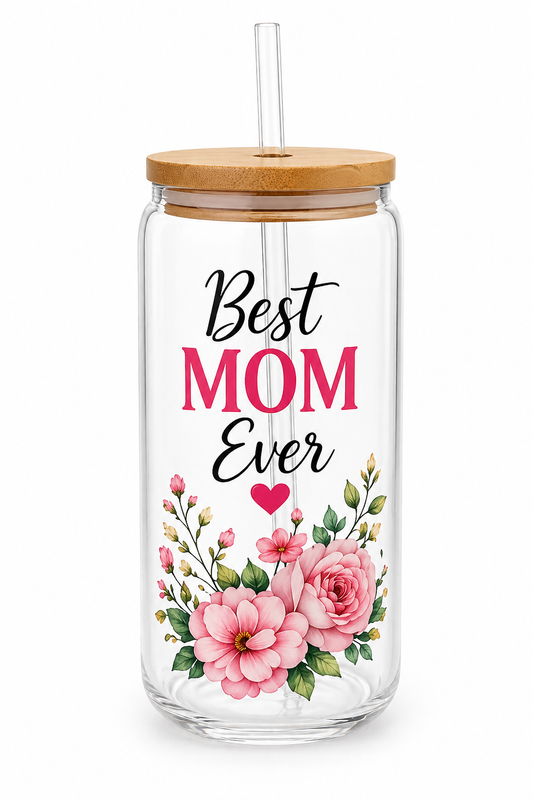 Faith-Inspired Glass Tumbler with Bamboo Lid & Straw – 16oz