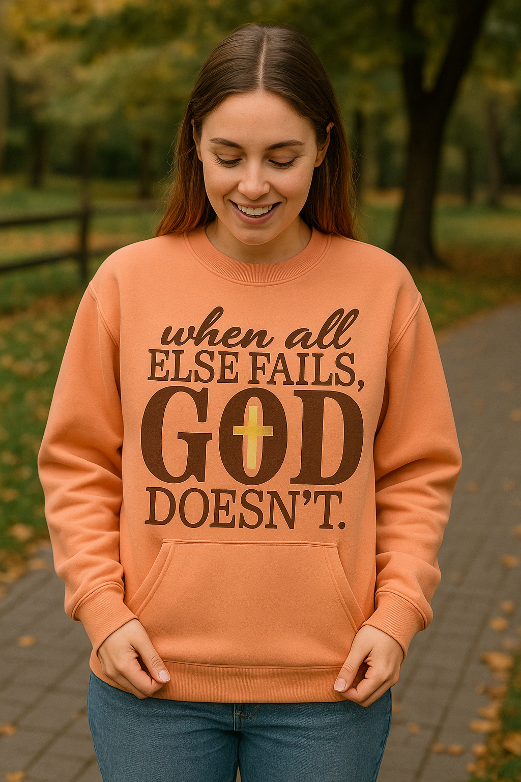 When All Else Fails God Doesn’t Pocket Sweatshirt – Christian Faith Crewneck