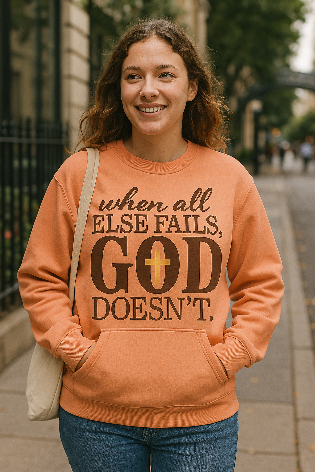 When All Else Fails God Doesn’t Pocket Sweatshirt – Christian Faith Crewneck