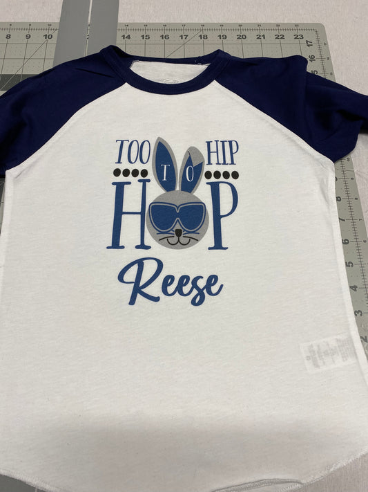 Personalized "Too Hip to Hop" Raglan T-Shirt 🕶🐰🎨