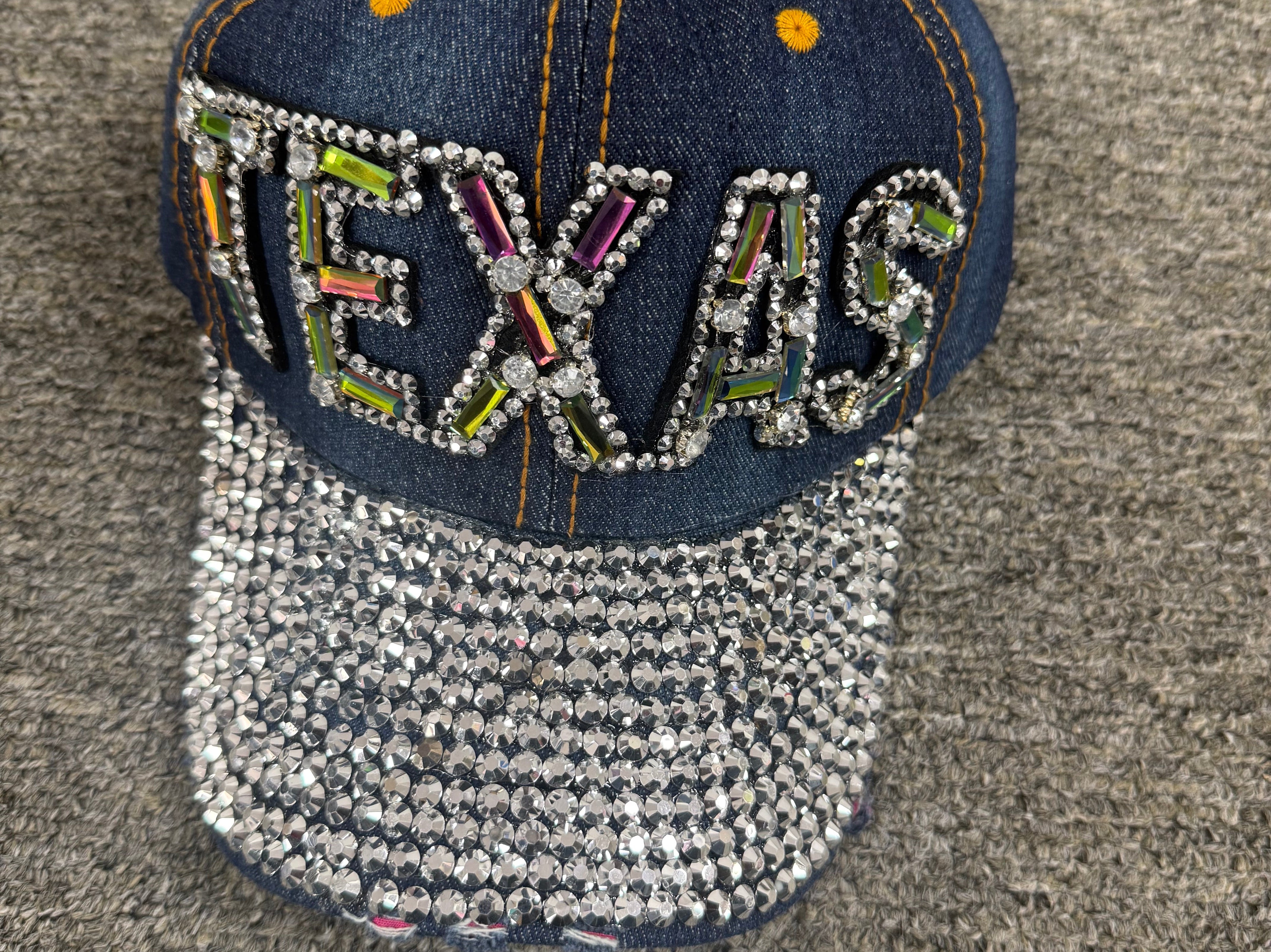 TEXAS Denim Bling Hat (distressed) – TJAMM6 CREATIONS