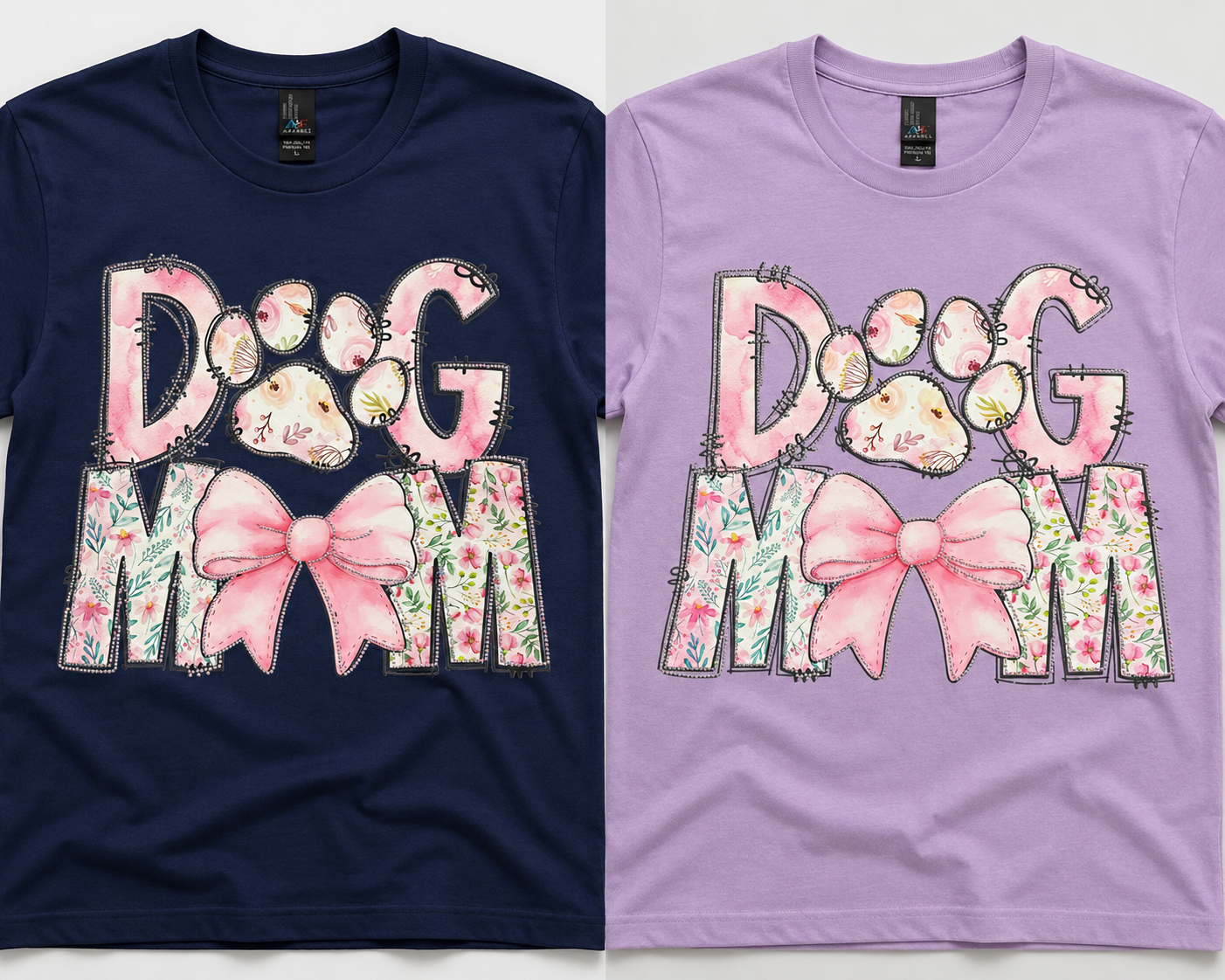 Dog Mom Floral Bow Bling Shirt | Cute Dog Mom Tee