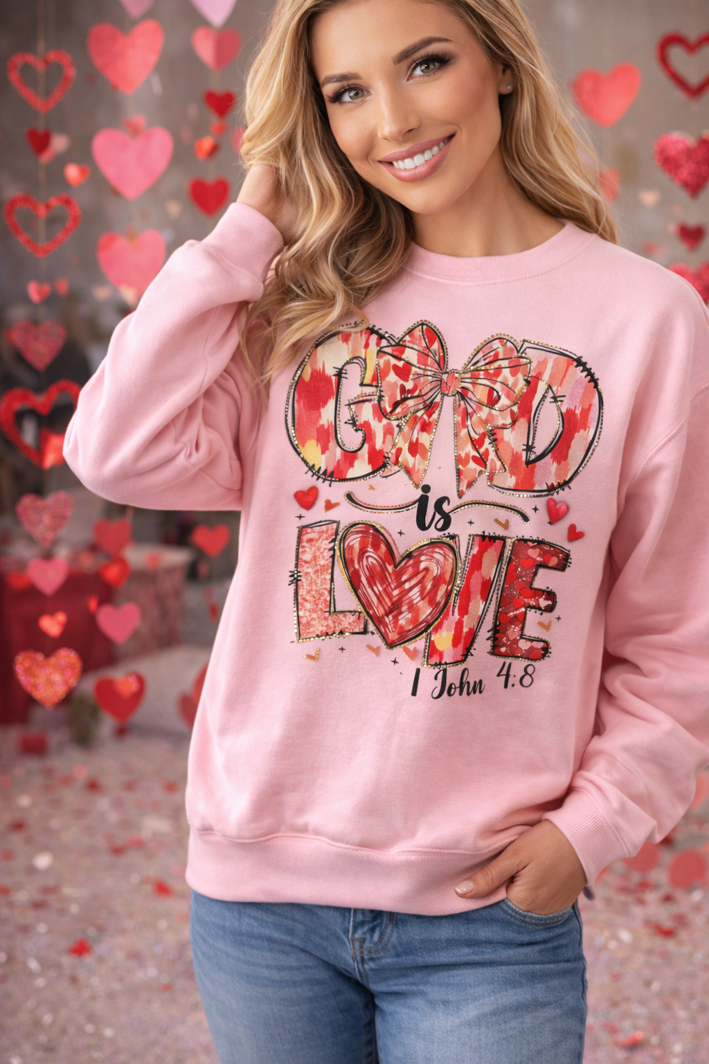 God Is Love – 1 John 4:8 Bling Valentine Sweatshirt