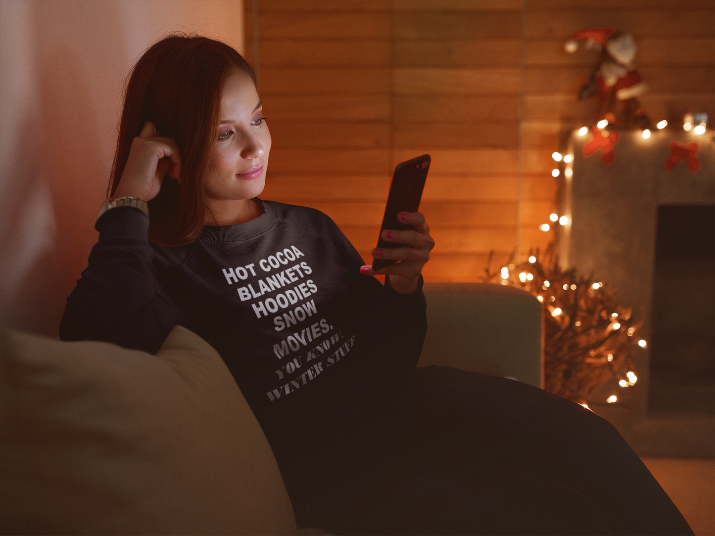 Cozy Winter Sweatshirt - HOT COCOA, BLANKETS, HOODIES, SNOW MOVIES