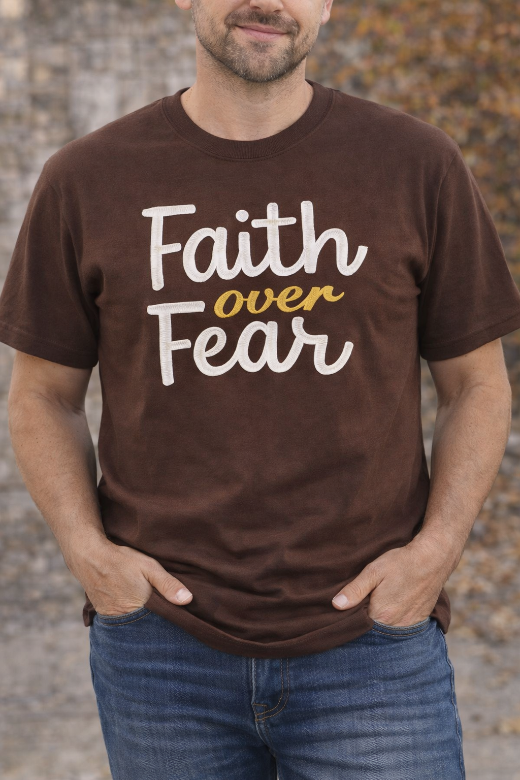 Faith Over Fear Shirt – Christian Embroidered with Bling | Inspirational Faith Apparel for everyone