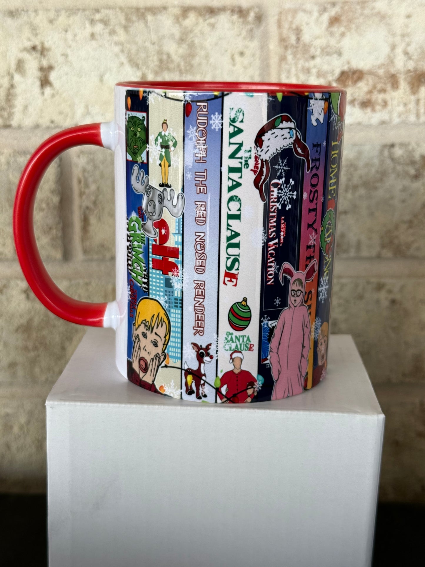 Christmas Movies 15oz Red Two-Tone Mug | Holiday Movie Lover Gift