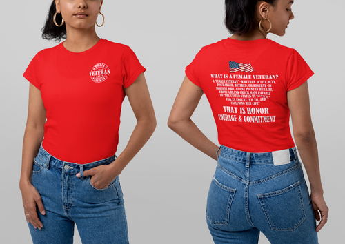 Female Veteran DD-214 Front and Back T-Shirt