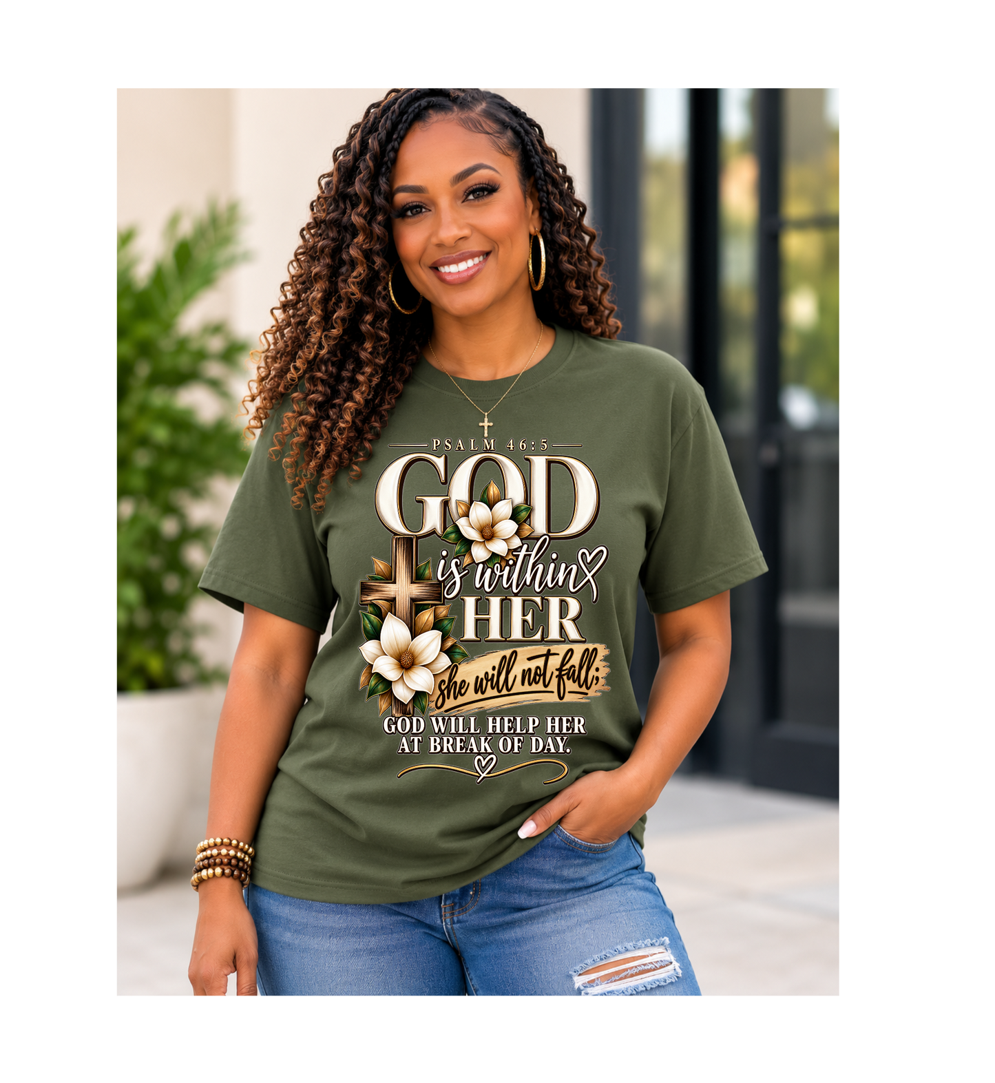God Is Within Her – Psalm 46:5 Christian T-Shirt