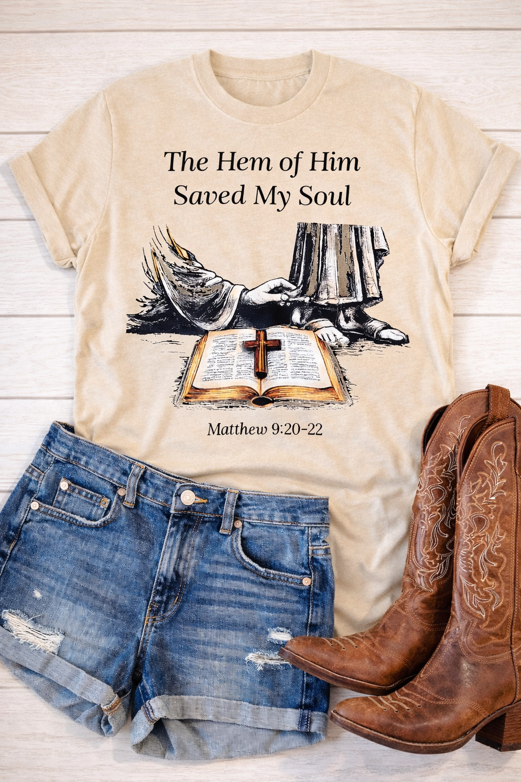 The Hem of Him Saved My Soul Christian T-Shirt | Matthew 9:20-22
