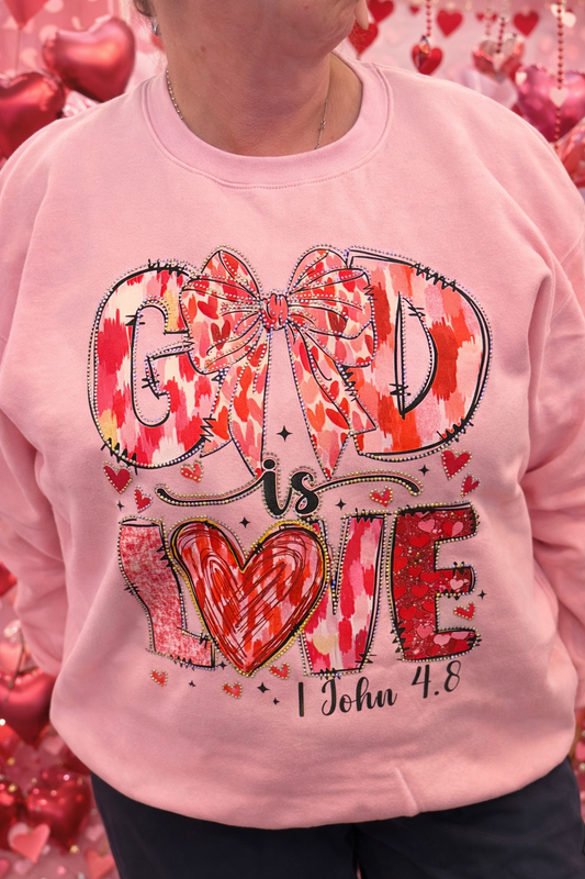 God Is Love – 1 John 4:8 Bling Valentine Sweatshirt
