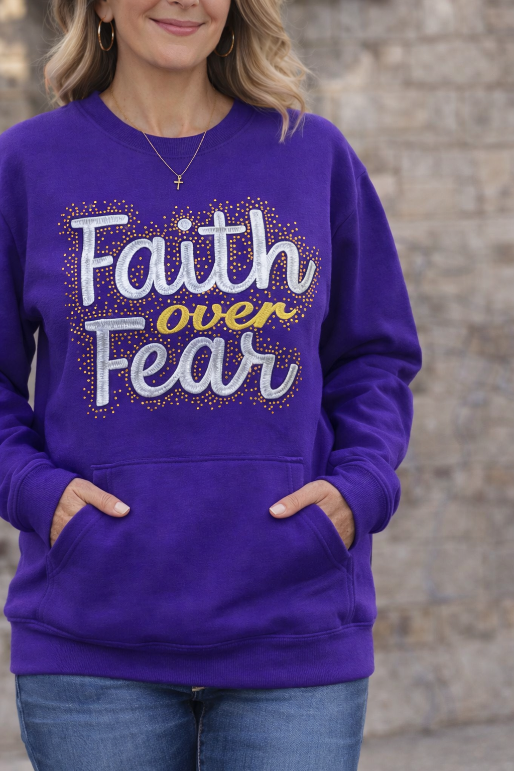 Faith Over Fear Shirt – Christian Embroidered with Bling | Inspirational Faith Apparel for everyone