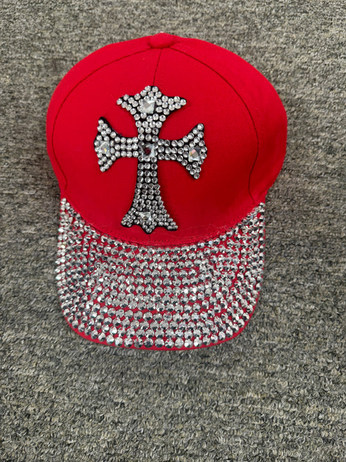 Faith & Sparkle Distressed Bling Cross Hat