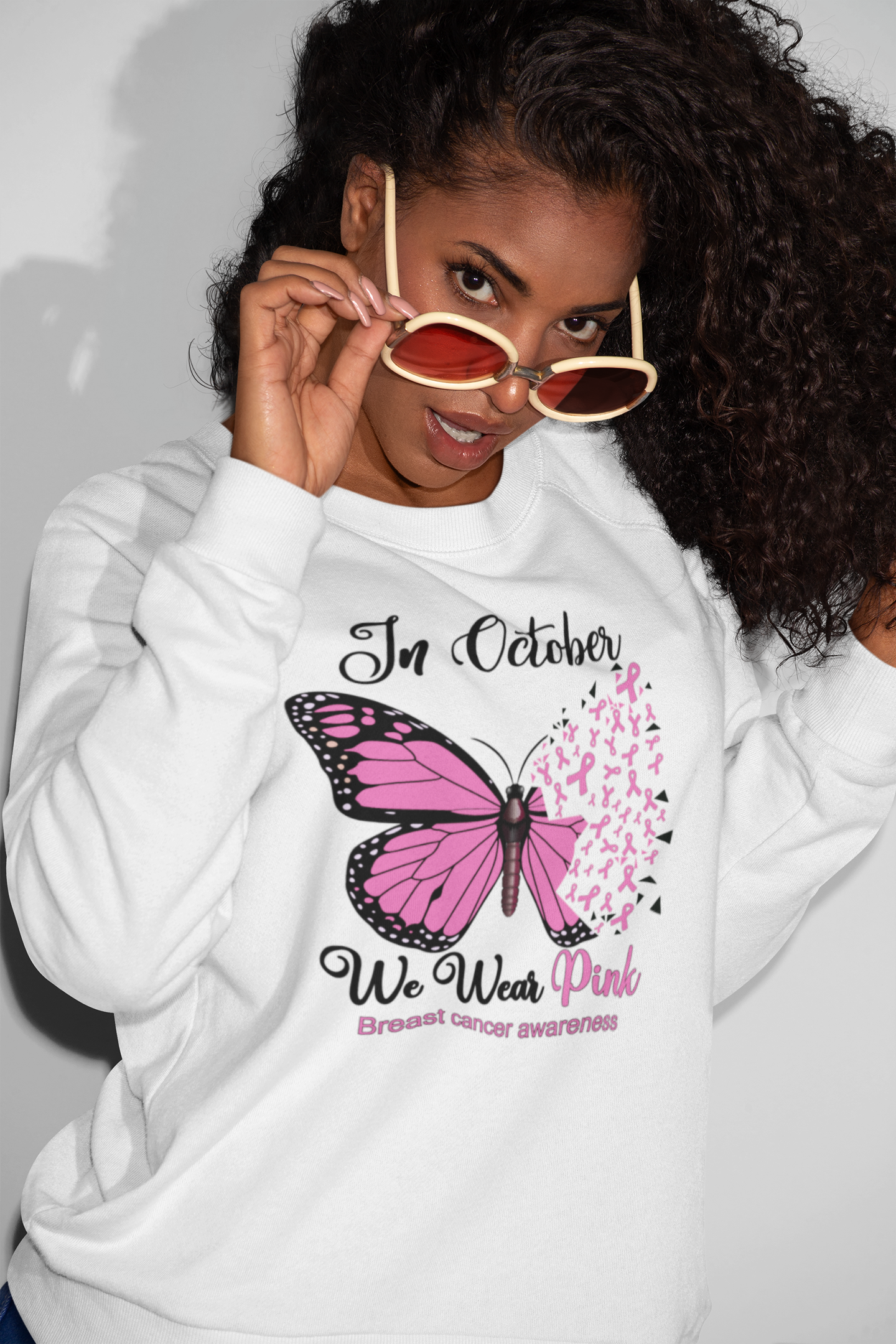 In October We Wear Pink Butterfly - Breast Cancer Awareness