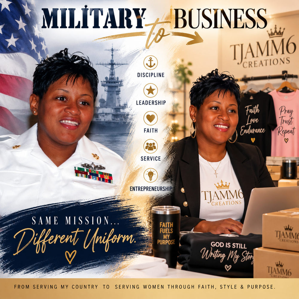 Tonja, Navy veteran and founder of TJAMM6 Creations: Military to Business, same mission, different uniform