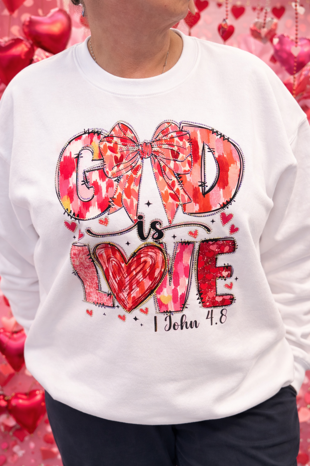 God Is Love – 1 John 4:8 Bling Valentine Sweatshirt