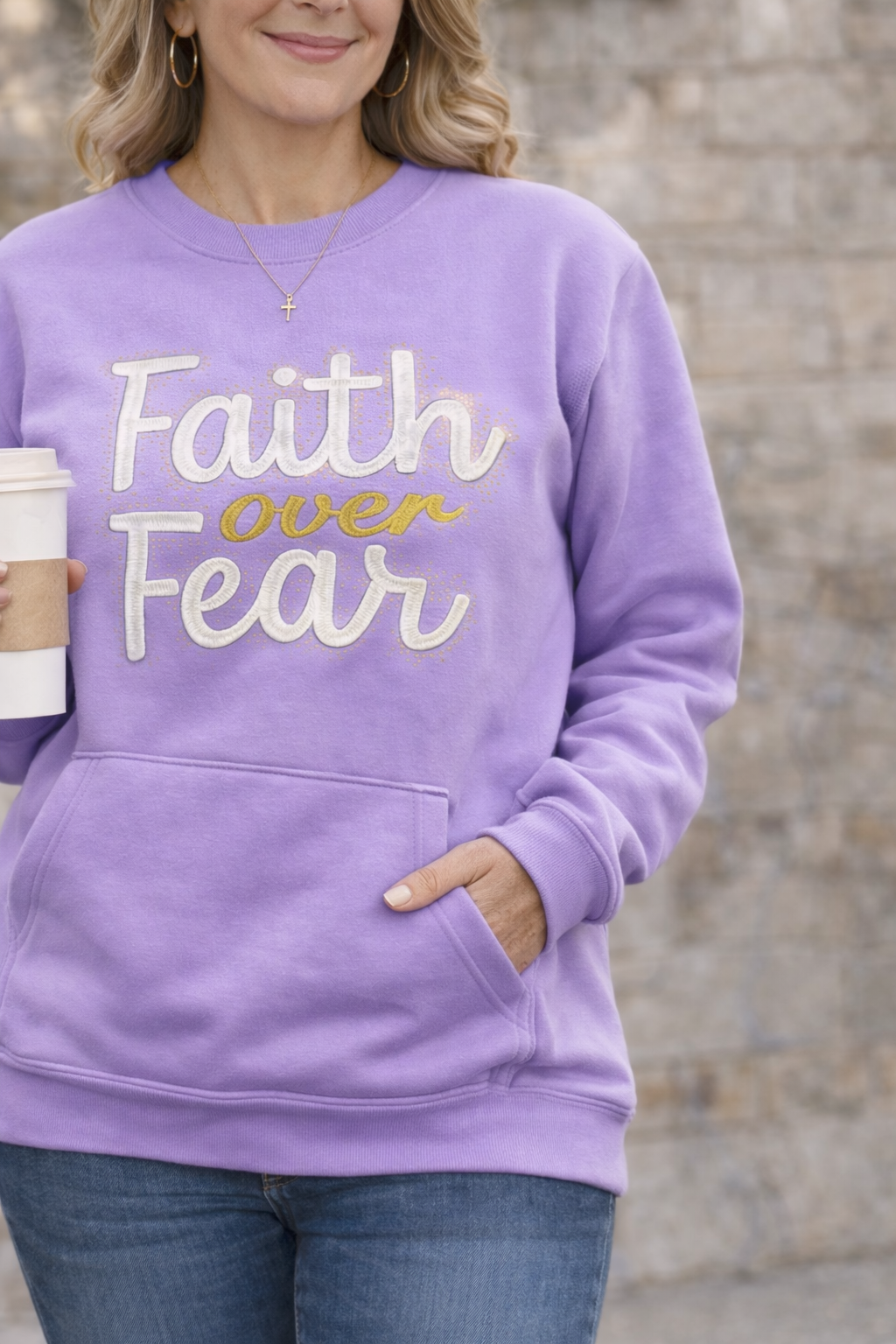 Faith Over Fear Shirt – Christian Embroidered with Bling | Inspirational Faith Apparel for everyone
