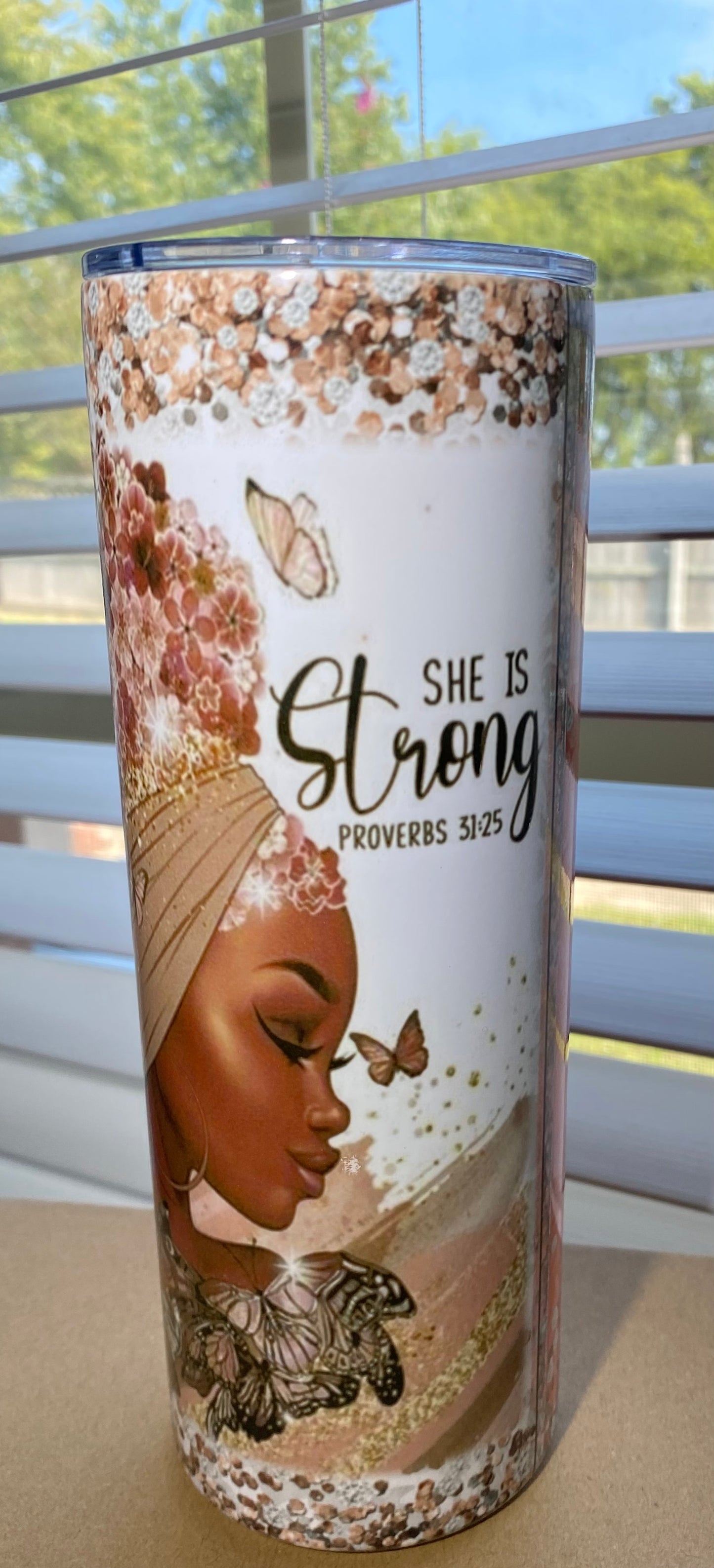 She is Strong 20oz skinny insulated tumbler