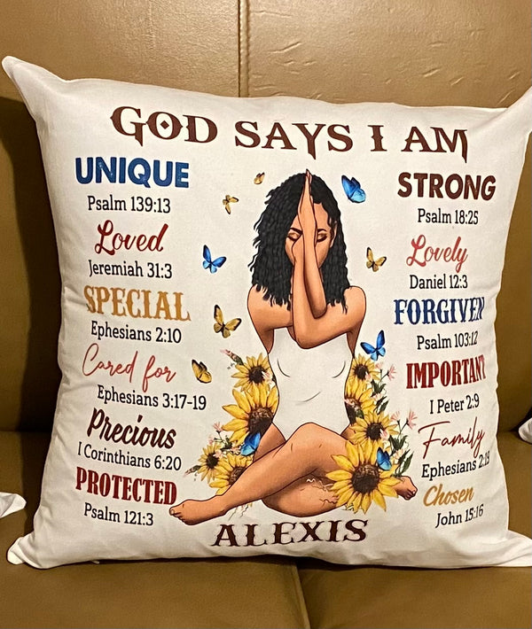 God Says I Am Positive Affirmations Personalized Pillow