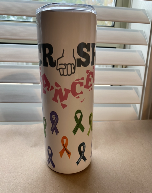 20oz Crush Cancer with Ribbons Tumbler - All Cancer Awareness